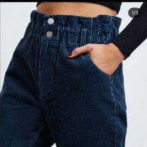 pacsun pond blue corduroy paper bag mom jeans